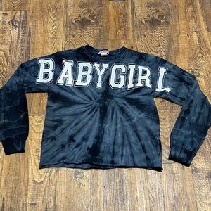 Kids Black Tie-Dye Sweatshirt‎ with BABYGIRL Print